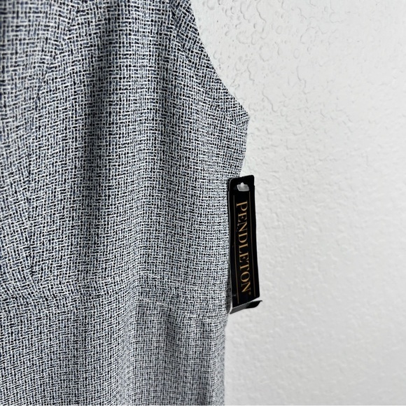 Pendleton Dress Women Size 14 Wool Blend Sheath Blue White Sleeveless Lined I - Picture 4 of 11